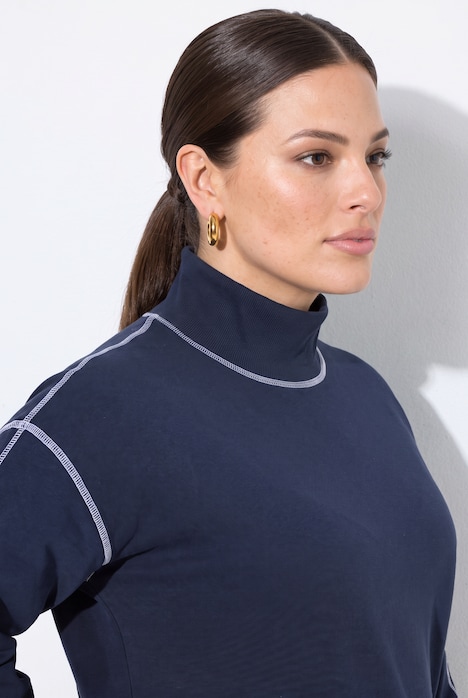 Sweatshirt, Boxy Fit, farbige Ziernähte, weiter Langarm