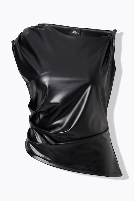 Top, Lederoptik, Slim Fit, feminine Drapierungen