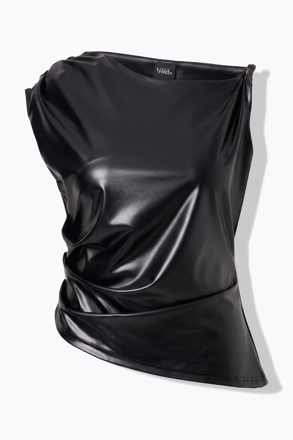Top, Lederoptik, Slim Fit, feminine Drapierungen