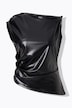 Top, Lederoptik, Slim Fit, feminine Drapierungen