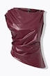 Top, Lederoptik, Slim Fit, feminine Drapierungen