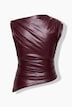 Top, Lederoptik, Slim Fit, feminine Drapierungen