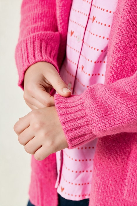 Strickjacke, Classic Fit, offen mit aufgesetzten Taschen