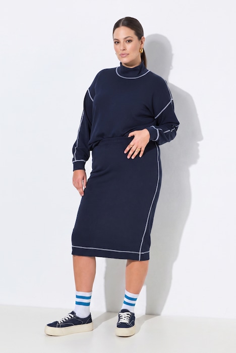 Midi-Sweatrock, Regular Fit, farbige Nähte