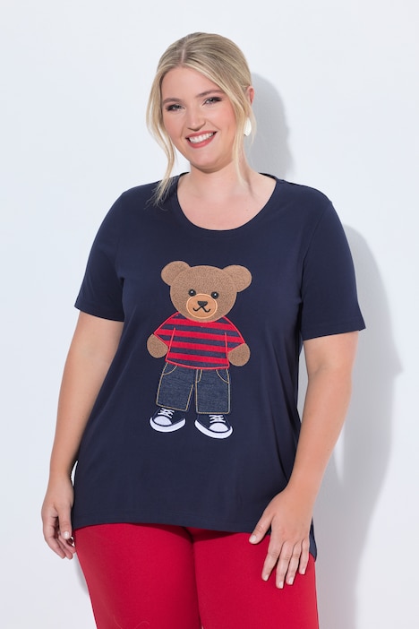 T-Shirt, A-Linie, Frottee-Bär, Halbarm