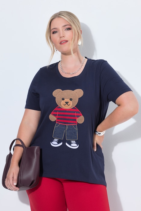 T-Shirt, A-Linie, Frottee-Bär, Halbarm