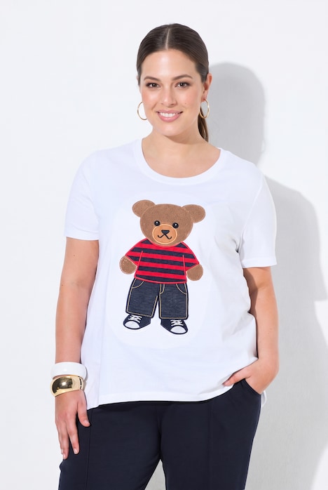 T-Shirt, A-Linie, Frottee-Bär, Halbarm