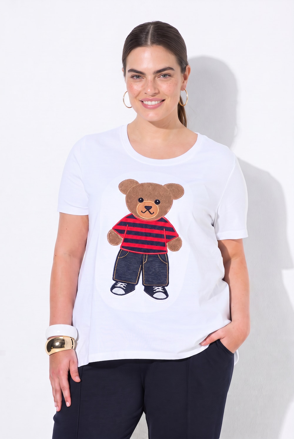 T-shirt, A-lijn, badstof beertje, halve mouwen