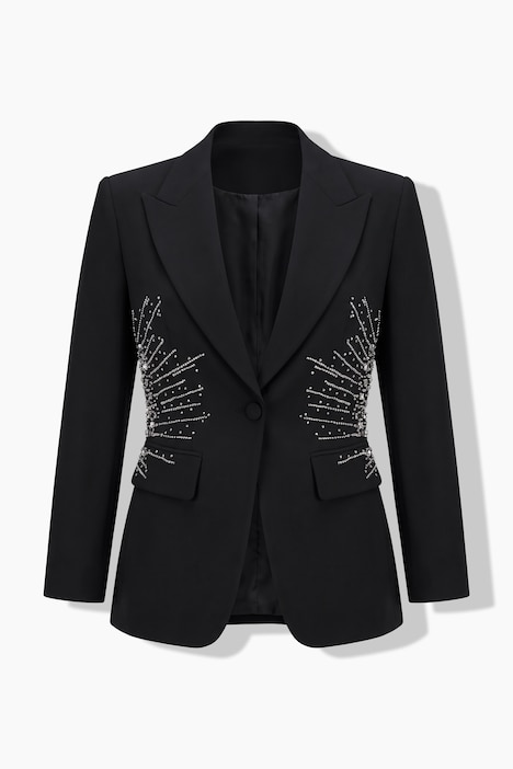 Blazer, Tailored Fit, Glitzersteinchen, Knopfverschluss