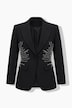 Blazer, Tailored Fit, Glitzersteinchen, Knopfverschluss