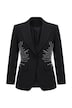 Blazer, Tailored Fit, Glitzersteinchen, Knopfverschluss