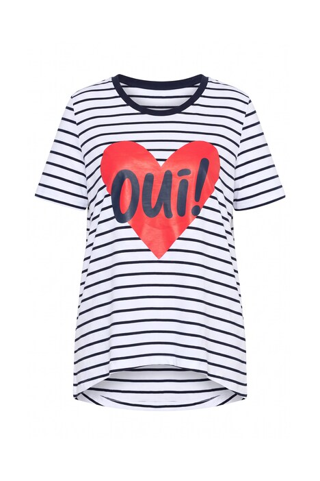 T-Shirt, A-Linie, Ringel, Herz mit Glitzer, Halbarm
