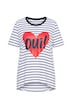 T-Shirt, A-Linie, Ringel, Herz mit Glitzer, Halbarm