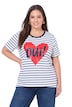 T-shirt, A-lijn, gestreept, hartje met glitters, halve mouwen