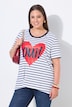 T-shirt, A-lijn, gestreept, hartje met glitters, halve mouwen