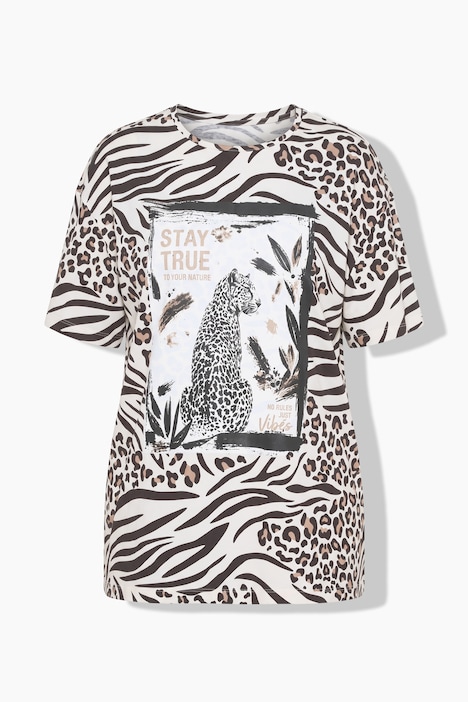 Leo-Shirt, Boxy Fit, glitzernder Leopard
