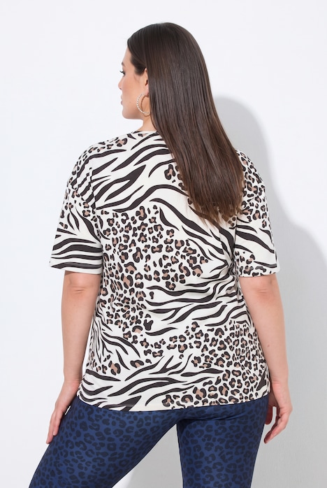 Leo-Shirt, Boxy Fit, glitzernder Leopard