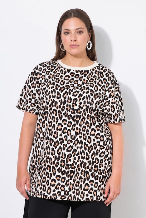 Leo-Shirt, Boxy Fit, Leomuster, Halbarm