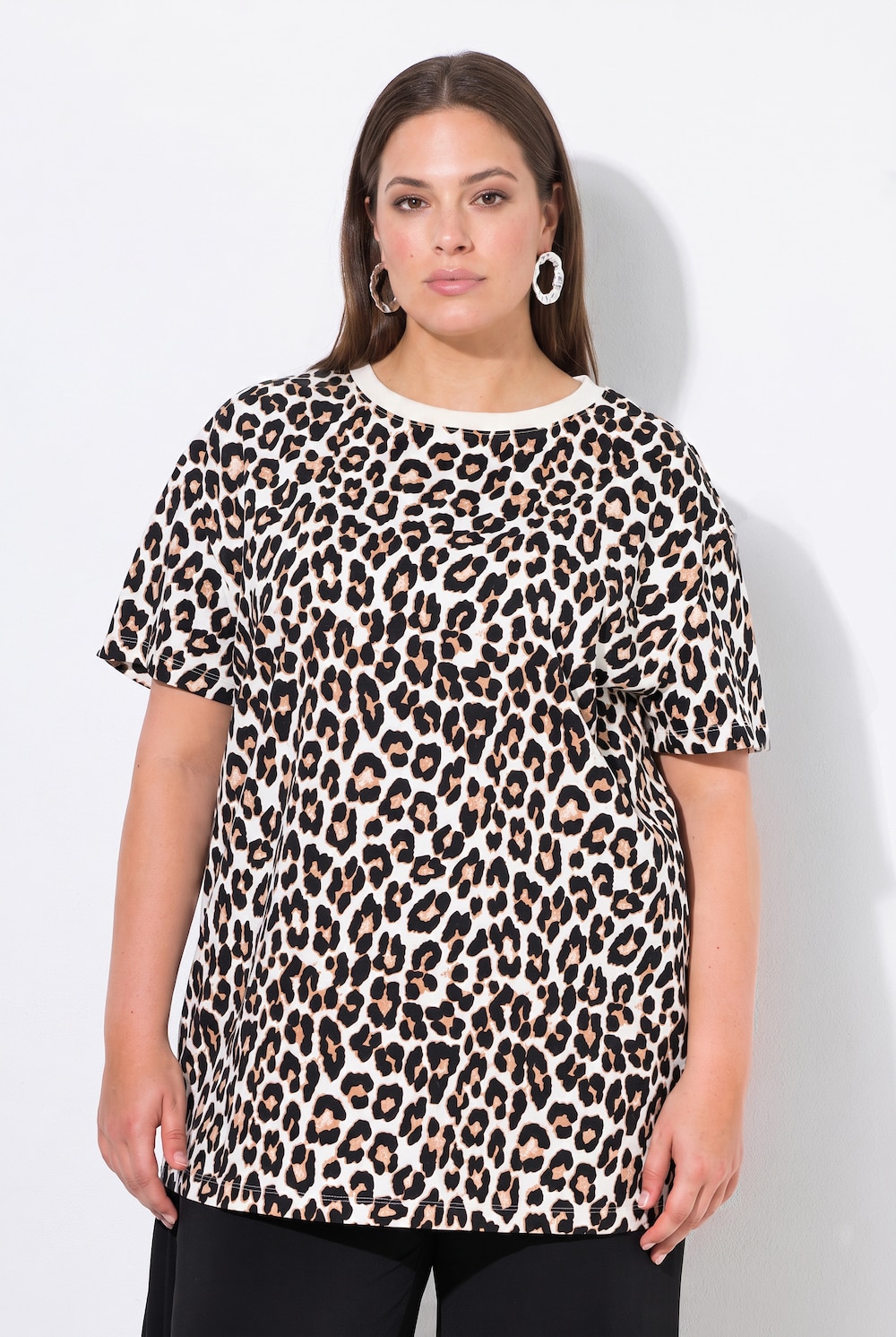 Leo-Shirt, Boxy Fit, Leomuster, Halbarm