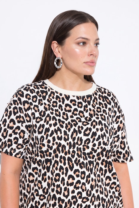 Leo-Shirt, Boxy Fit, Leomuster, Halbarm