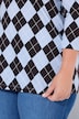 T-Shirt, A-Linie, Argyle-Karomuster, 3/4-Ärmel
