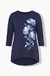 T-Shirt, A-Linie, große Blüten, Zipfelsaum