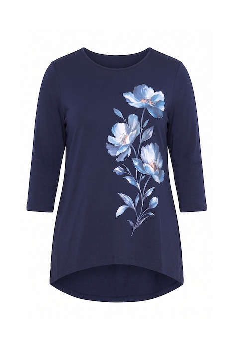 T-Shirt, A-Linie, große Blüten, Zipfelsaum