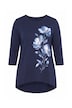 T-Shirt, A-Linie, große Blüten, Zipfelsaum