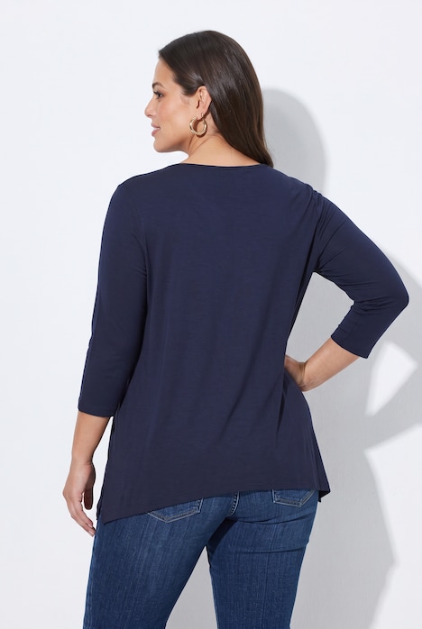 T-Shirt, A-Linie, große Blüten, Zipfelsaum