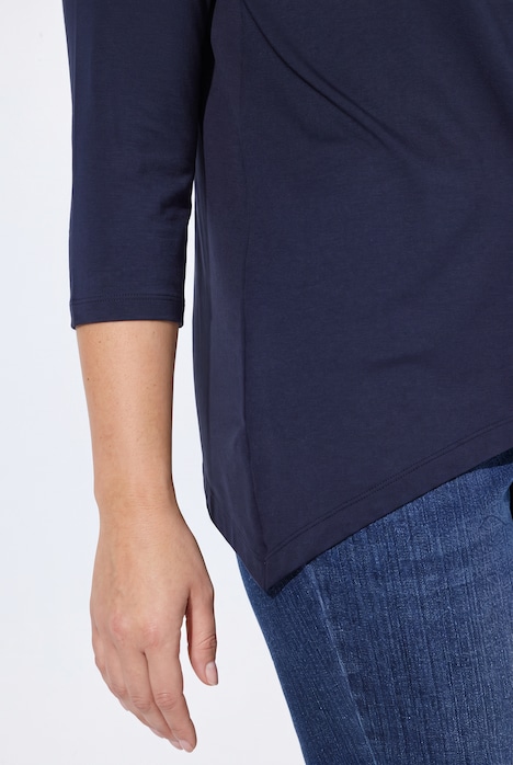 T-Shirt, A-Linie, große Blüten, Zipfelsaum