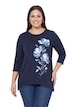 T-Shirt, A-Linie, große Blüten, Zipfelsaum