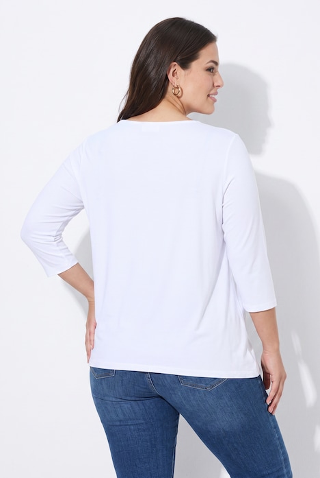 T-Shirt, A-Linie, große Blüten, Zipfelsaum