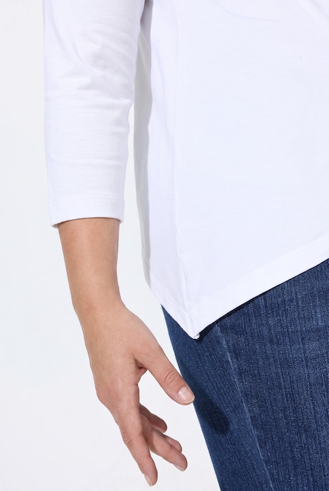 T-Shirt, A-Linie, große Blüten, Zipfelsaum