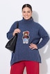 Rollkragenpullover, oversized A-Linie, Bären-Applikation
