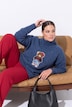 Rollkragenpullover, oversized A-Linie, Bären-Applikation