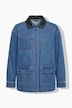 Jeansjacke, Loose Shape, Hemdkragen in Lederoptik