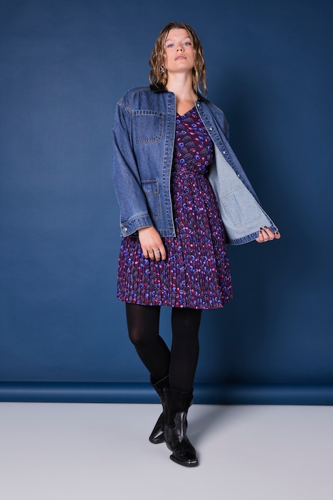Jeansjacke, Loose Shape, Hemdkragen in Lederoptik