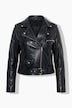 Biker-Lederjacke, Reverskragen, Gürtel, Langarm
