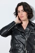 Biker-Lederjacke, Reverskragen, Gürtel, Langarm