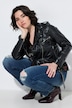 Biker-Lederjacke, Reverskragen, Gürtel, Langarm