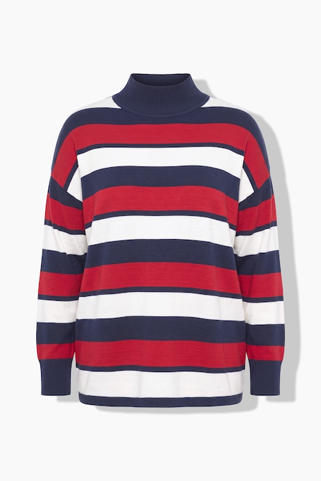 Pullover, Loose Fit, Ringel, Stehkragen