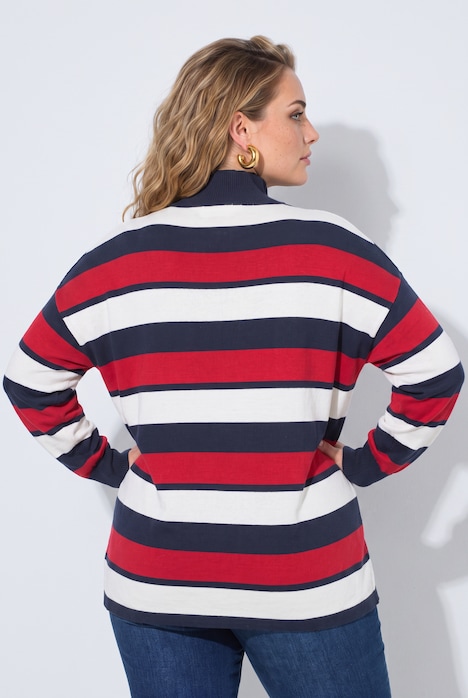 Pullover, Loose Fit, Ringel, Stehkragen