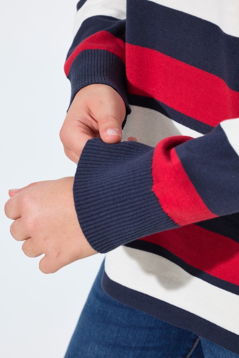 Pullover, Loose Fit, Ringel, Stehkragen