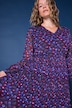 Plissee-Kleid, Berries Muster, Jersey-Unterkleid
