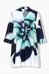 Satinbluse, Blüten, A-Linie, Kelchkragen, 3/4-Arm