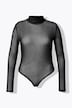 Body, Mesh, Slim Fit, Stehkragen, Langarm