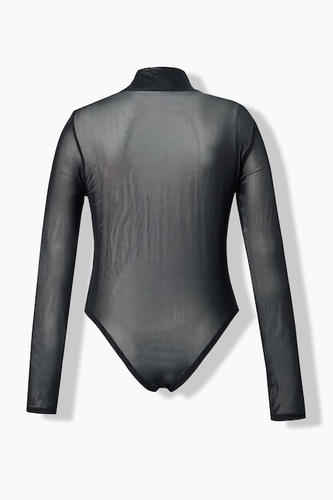 Body, síťovina, úzký střih, stojáček, dlouhé rukávy