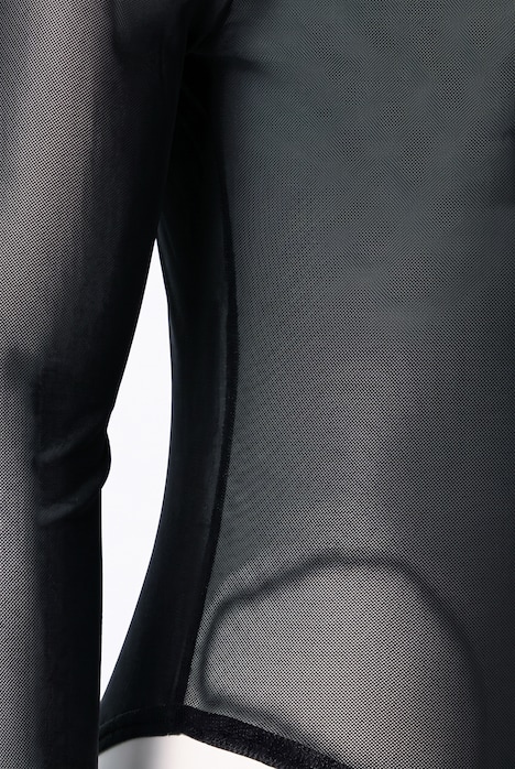 Bodysuit, mesh, slim fit, opstaande kraag, lange mouwen