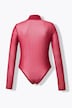 Body, mesh, slim fit, ståkrage, lange ermer