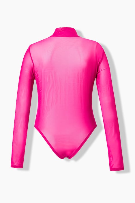 Body, mesh, slim fit, ståkrage, lange ermer